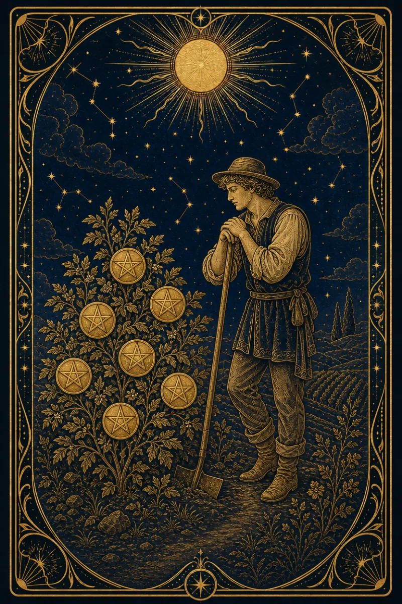 タロットカード ペンタクルの7(Seven of Pentacles)