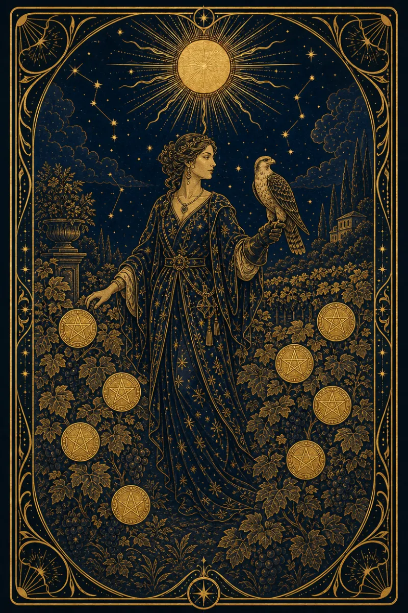 タロットカード ペンタクルの9(Nine of Pentacles)