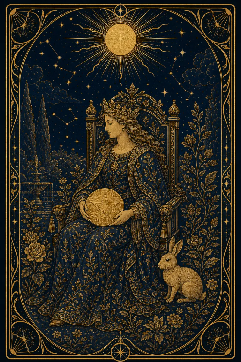 タロットカード ペンタクルのクイーン(Queen of Pentacles)