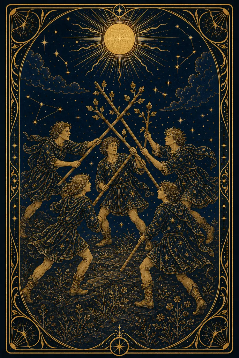 タロットカード ワンドの5(Five of Wands)